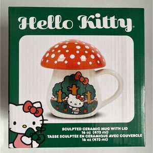 NEW Sanrio Hello Kitty Mushroom Mug With Lid 16oz Sculpted Ceramic Mug/Cup